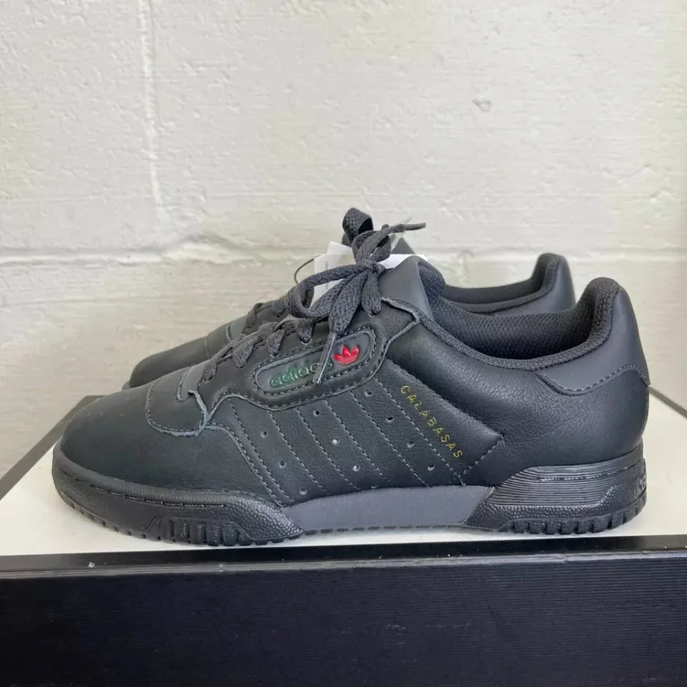 Adidas Yeezy Powerphase Calabasas Core Black Leather Sneaker Low Top Mens 4.5 US